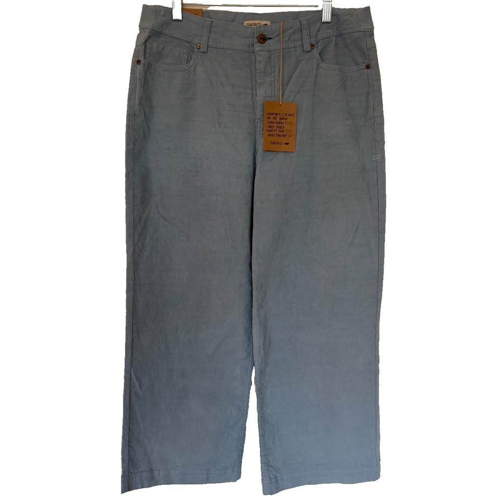 Toad & Co Cropped Pants Womens 18 Blue Karuna Corduroy Wide Leg stretch NEW